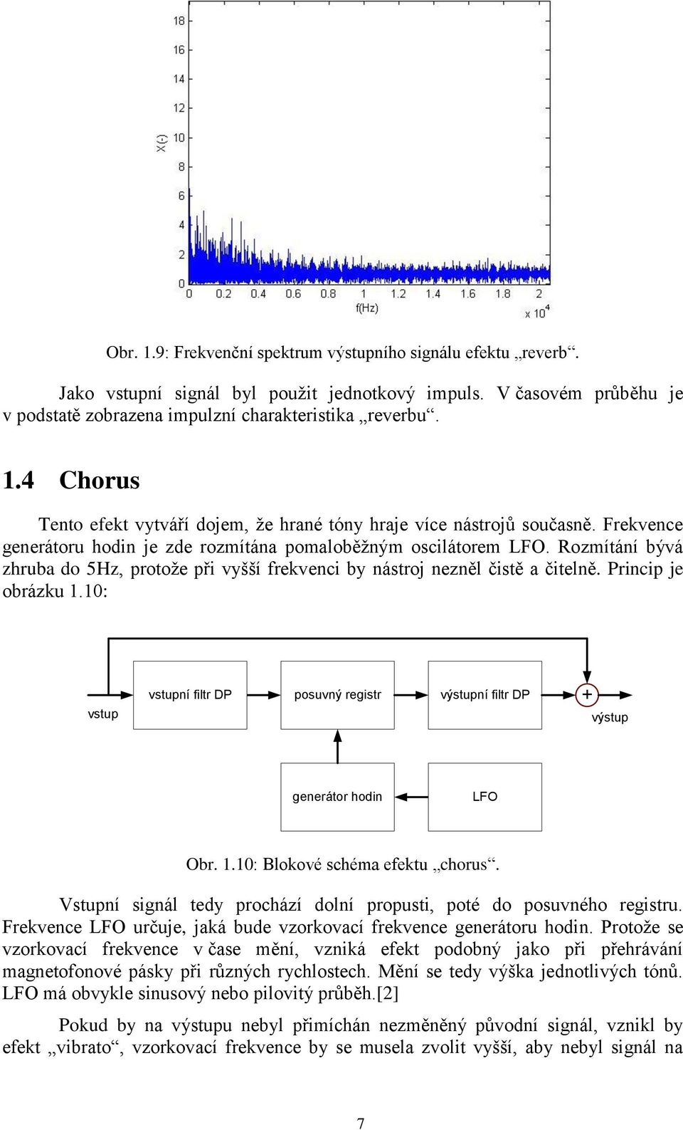 10: vstup vstupní filtr DP posuvný registr výstupní filtr DP + výstup generátor hodin LFO Obr. 1.10: Blokové schéma efektu chorus.