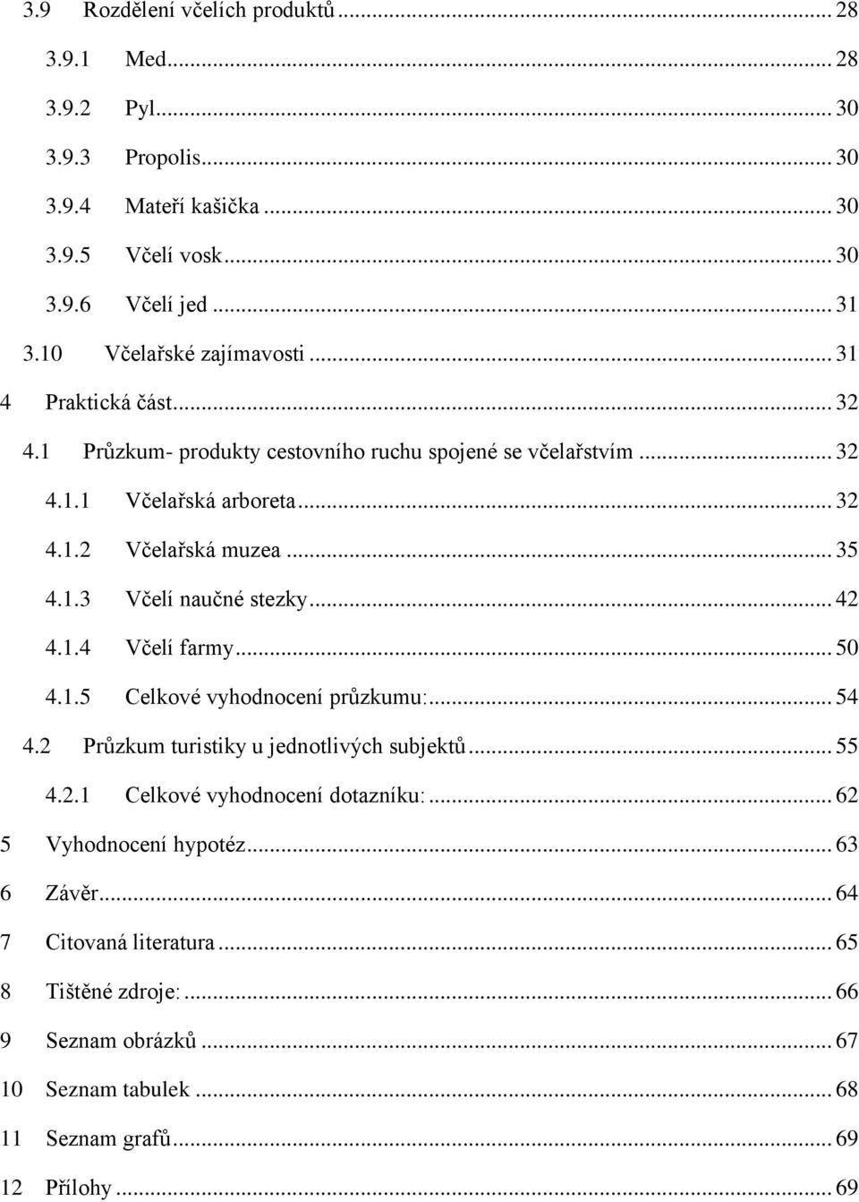 .. 35 4.1.3 Včelí naučné stezky... 42 4.1.4 Včelí farmy... 50 4.1.5 Celkové vyhodnocení průzkumu:... 54 4.2 Průzkum turistiky u jednotlivých subjektů... 55 4.2.1 Celkové vyhodnocení dotazníku:.