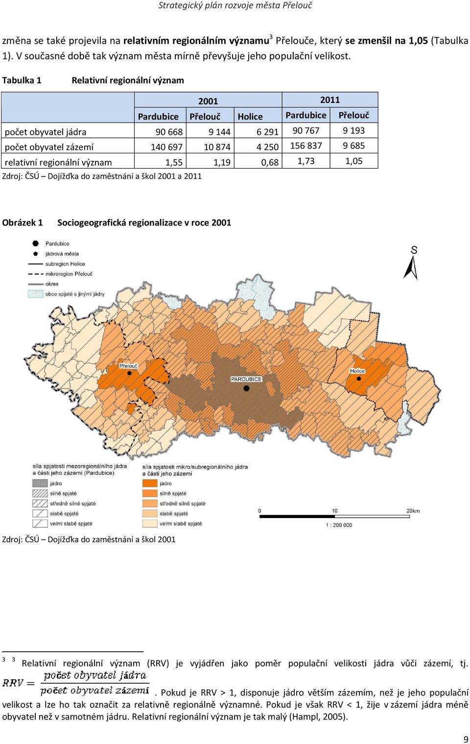 Tabulka 1 Relativní regionální význam 2011 2001 Pardubice počet obyvatel jádra počet obyvatel zázemí relativní regionální význam Přelouč 90 668 9 144 Pardubice Přelouč 6 291 90 767 9 193 9 685 1,05