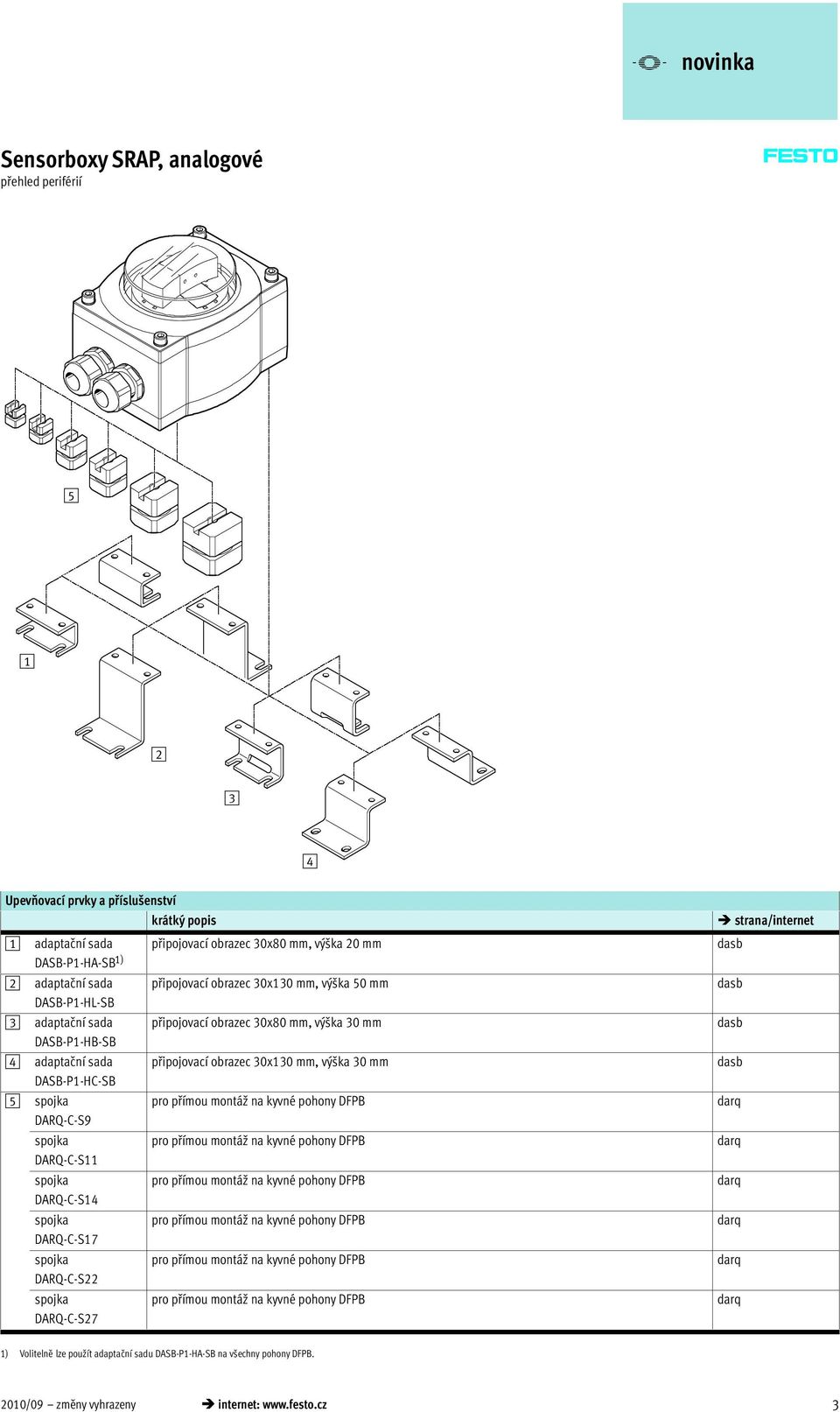 30 mm dasb DASB-P1-HB-SB 4 adaptační sada připojovací obrazec 30x130 mm, výška 30 mm dasb DASB-P1-HC-SB 5 DARQ-C-S9 DARQ-C-S11 DARQ-C-S14 DARQ-C-S17