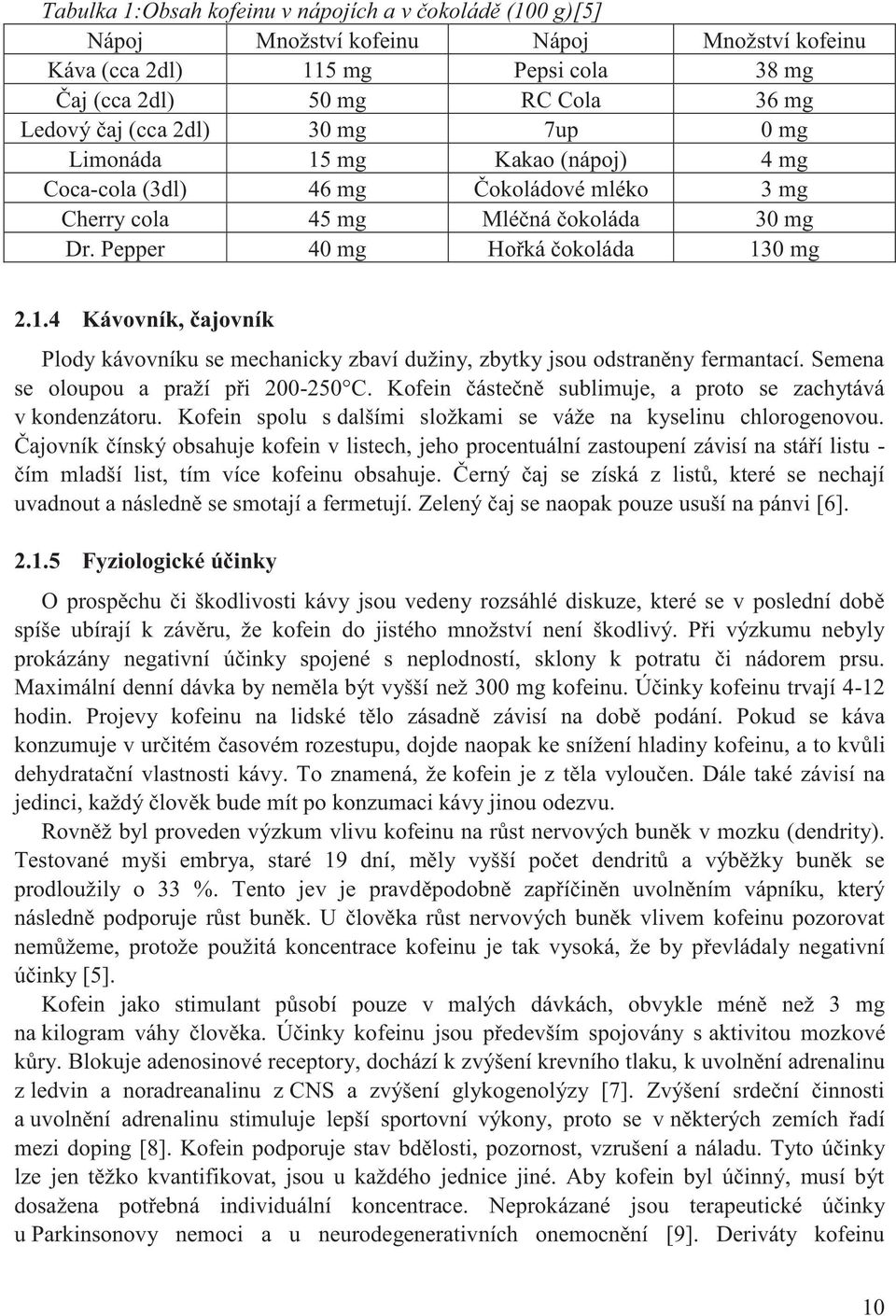Semena se oloupou a praží při 200-250 C. Kofein částečně sublimuje, a proto se zachytává v kondenzátoru. Kofein spolu s dalšími složkami se váže na kyselinu chlorogenovou.