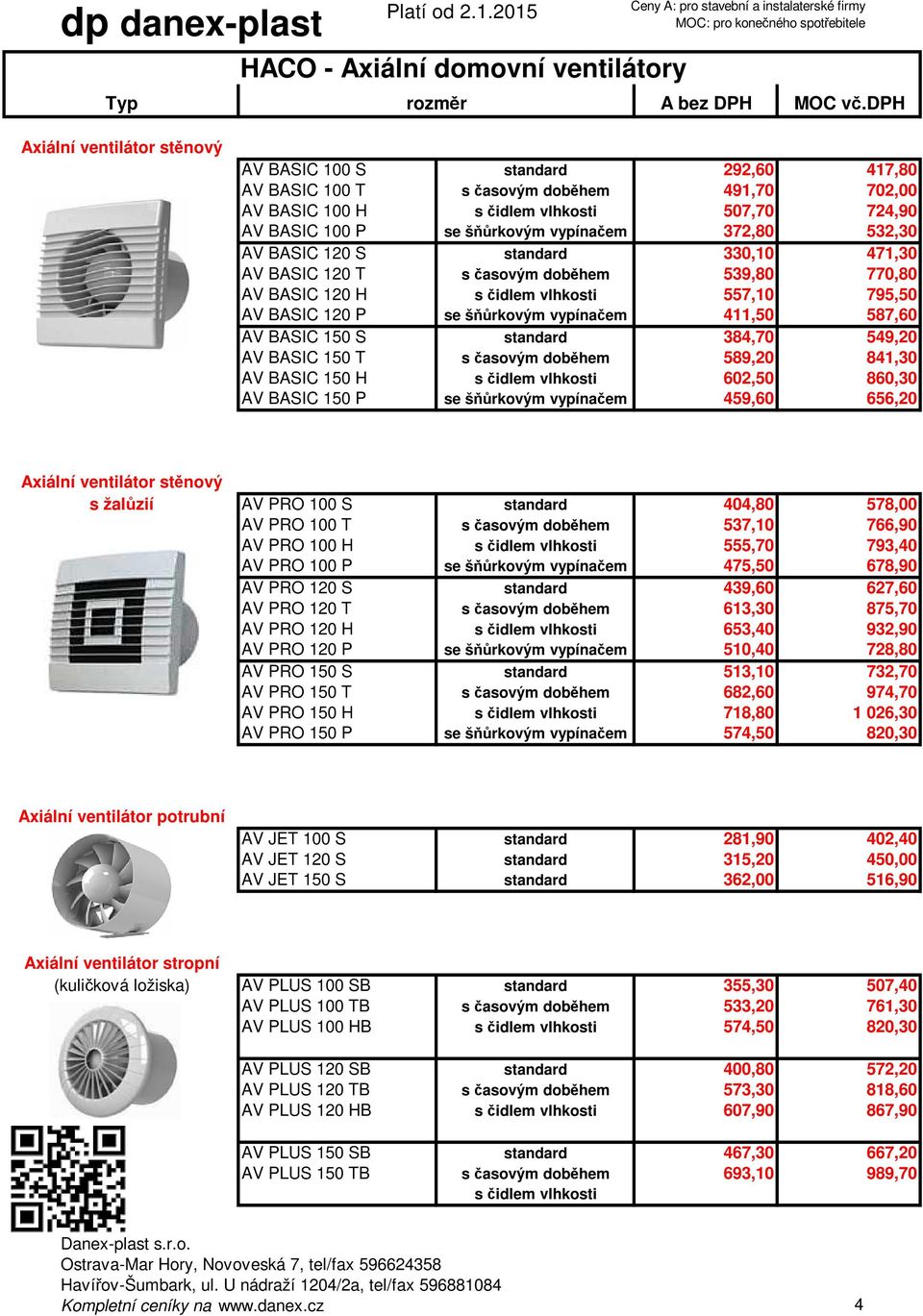 vypínačem 372,80 532,30 AV BASIC 120 S standard 330,10 471,30 AV BASIC 120 T s časovým doběhem 539,80 770,80 AV BASIC 120 H s čidlem vlhkosti 557,10 795,50 AV BASIC 120 P se šňůrkovým vypínačem