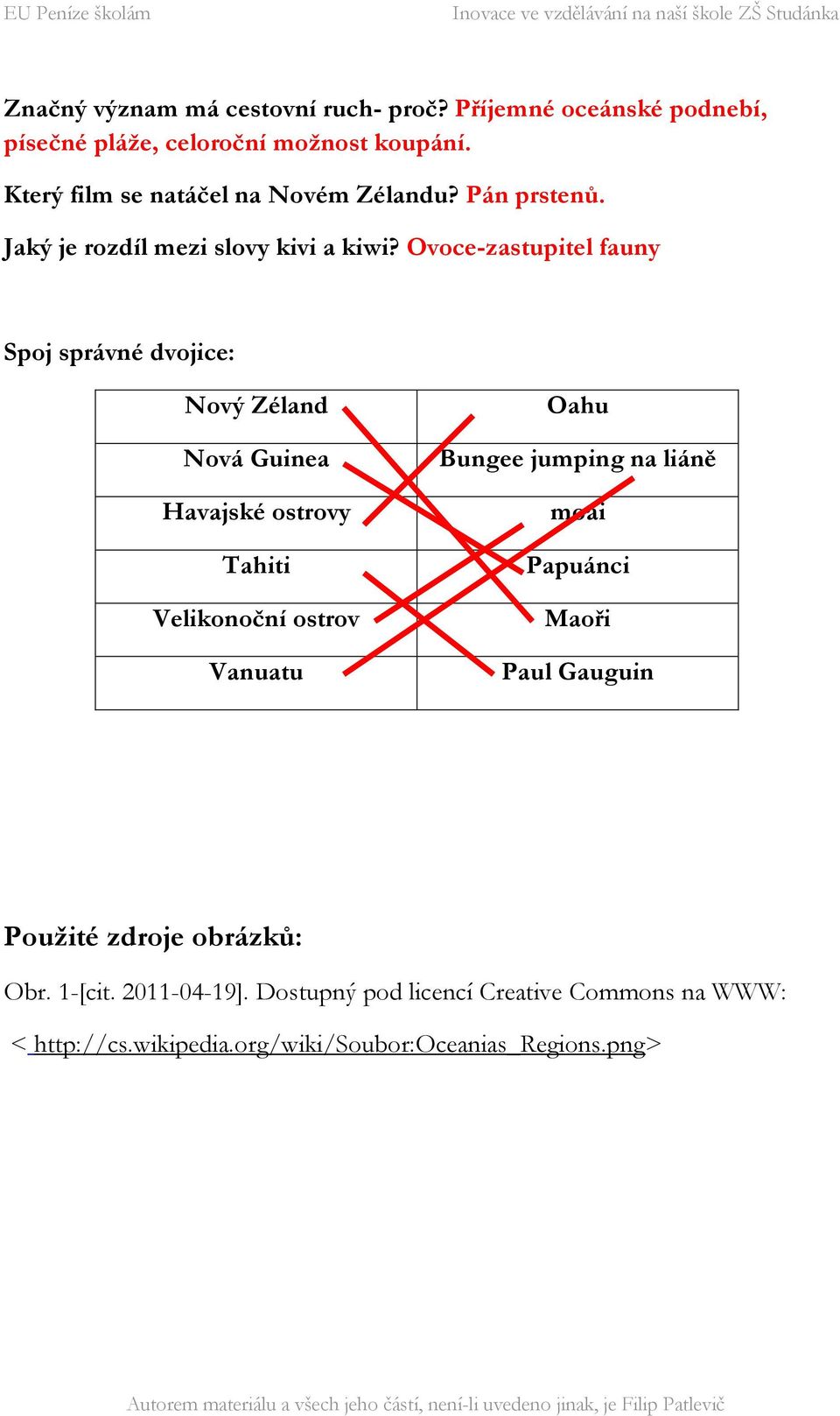 Ovoce-zastupitel fauny Spoj správné dvojice: Nový Zéland Nová Guinea Havajské ostrovy Tahiti Velikonoční ostrov Vanuatu Oahu Bungee