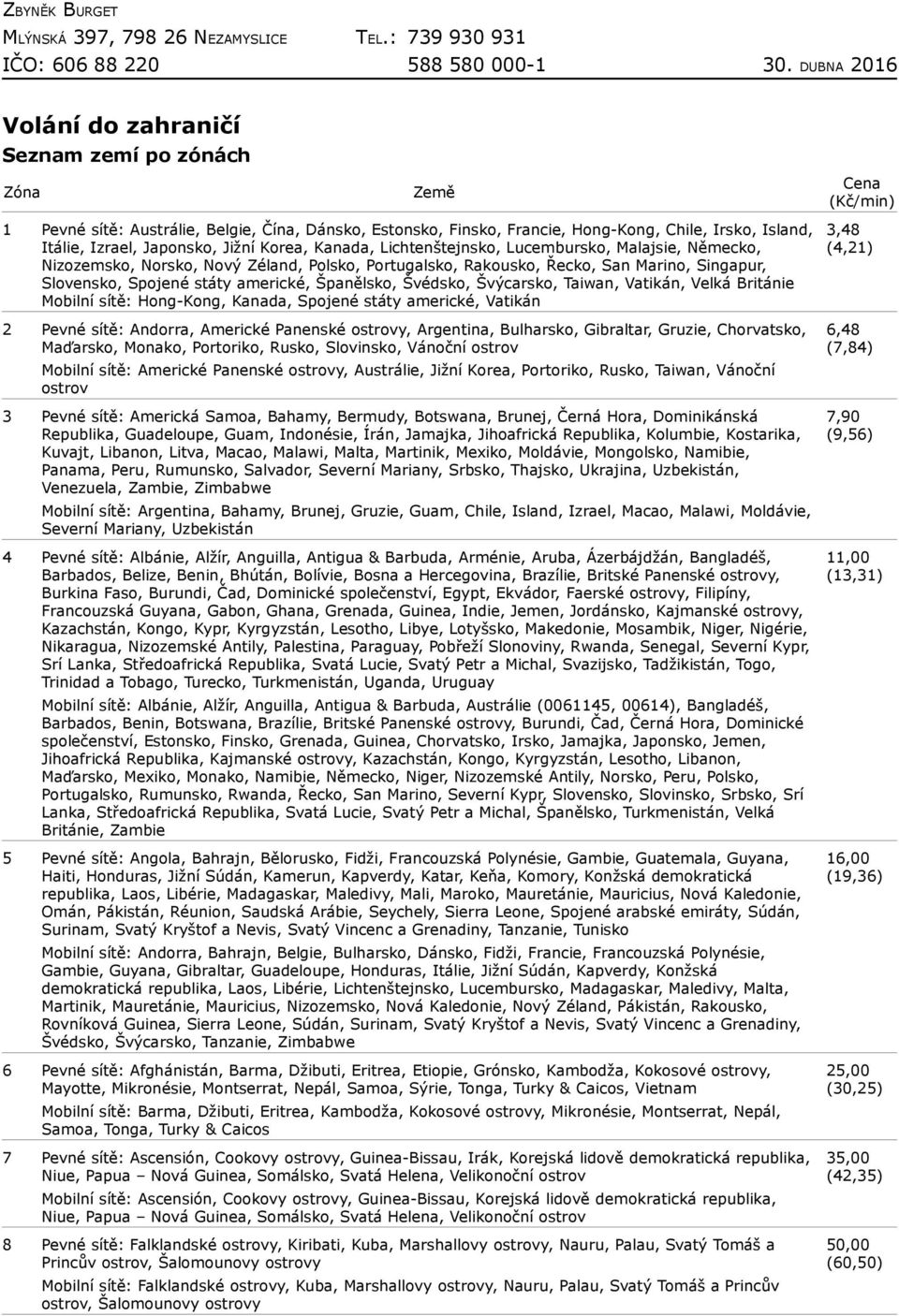 Španělsko, Švédsko, Švýcarsko, Taiwan, Vatikán, Velká Británie Mobilní sítě: Hong-Kong, Kanada, Spojené státy americké, Vatikán 2 Pevné sítě: Andorra, Americké Panenské, Argentina, Bulharsko,