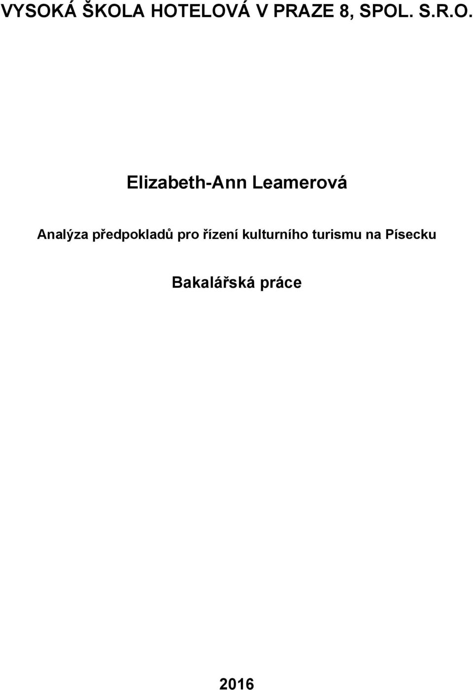 Elizabeth-Ann Leamerová Analýza
