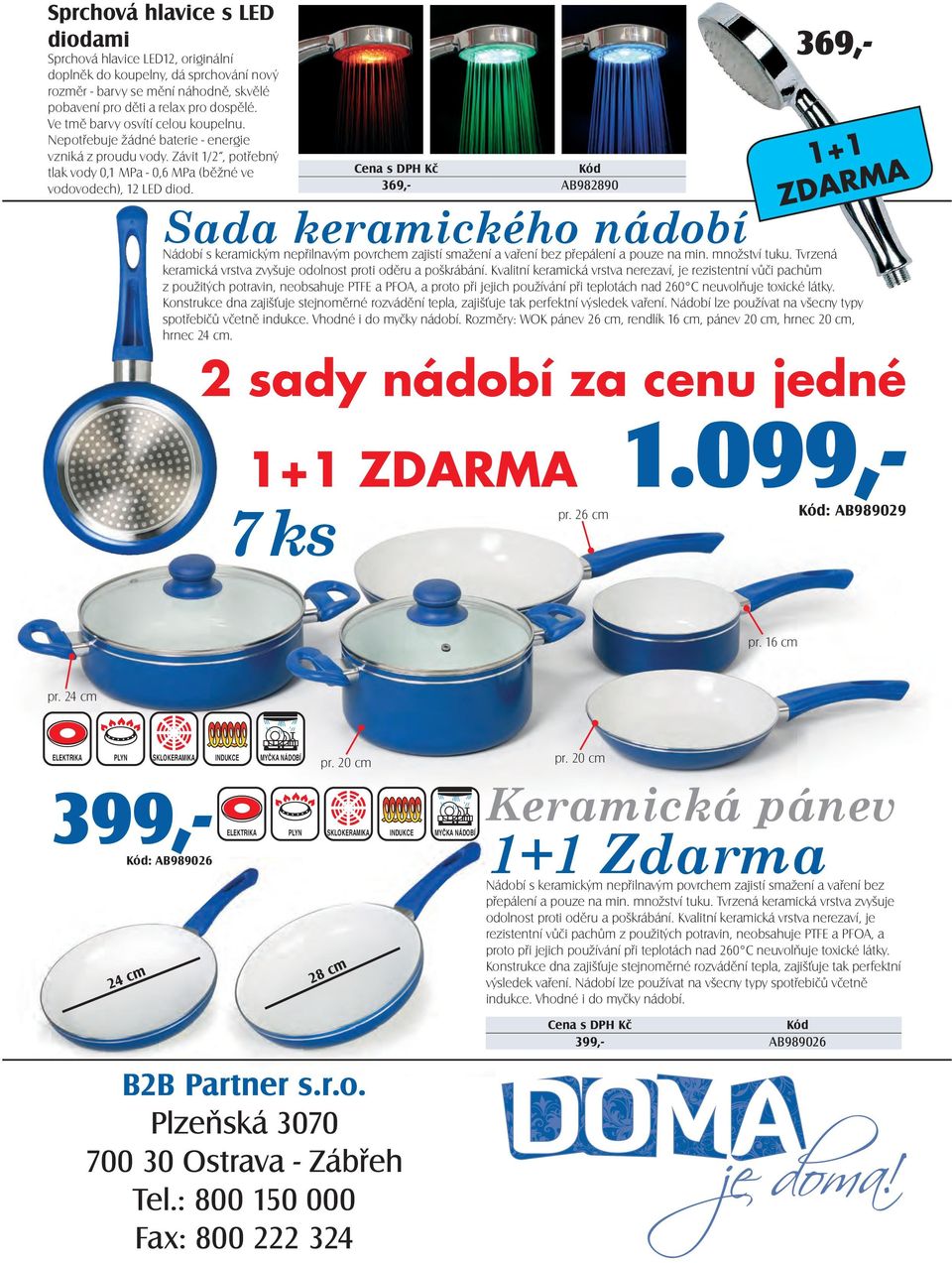 Sada keramického nádobí Nádobí s keramickým nepřilnavým povrchem zajistí smažení a vaření bez přepálení a pouze na min. množství tuku.
