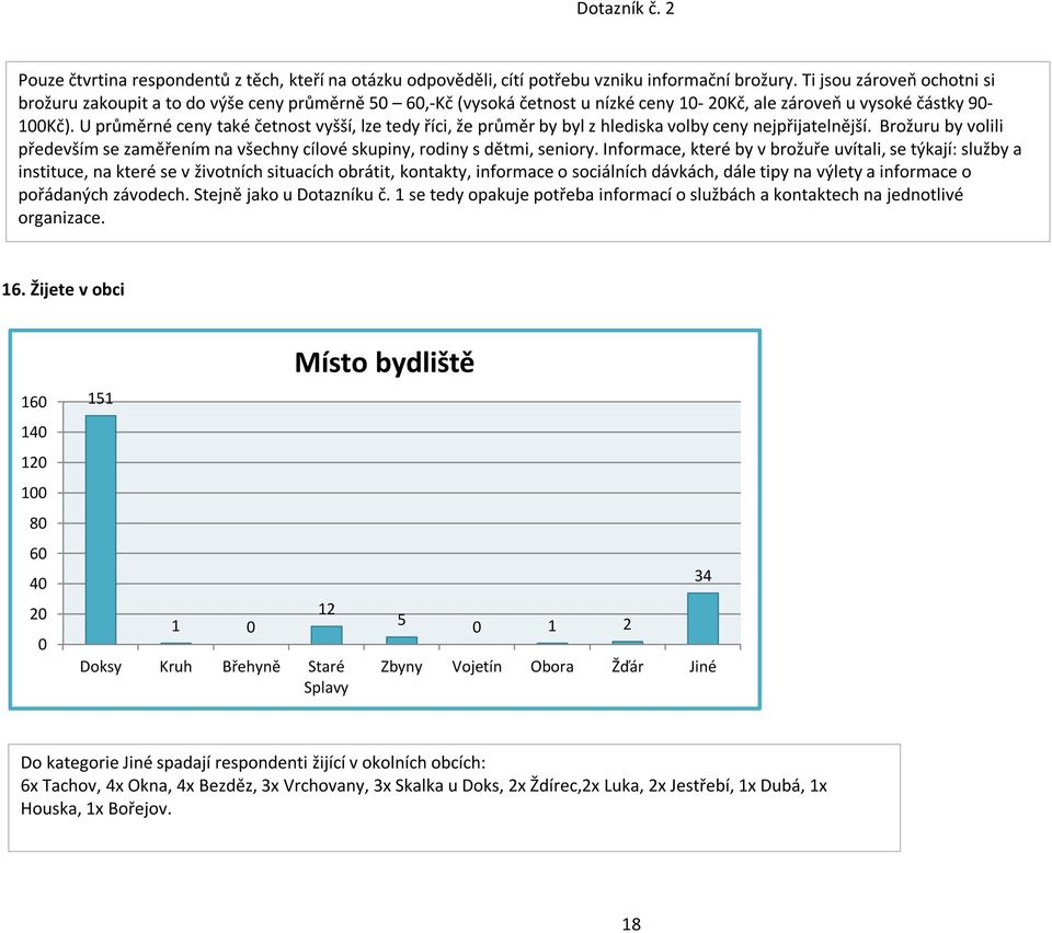 U průměrné ceny také četnost vyšší, lze tedy říci, že průměr by byl zhlediska volby ceny nejpřijatelnější. Brožuru by volili především se zaměřením na všechny cílové skupiny, rodiny sdětmi, seniory.