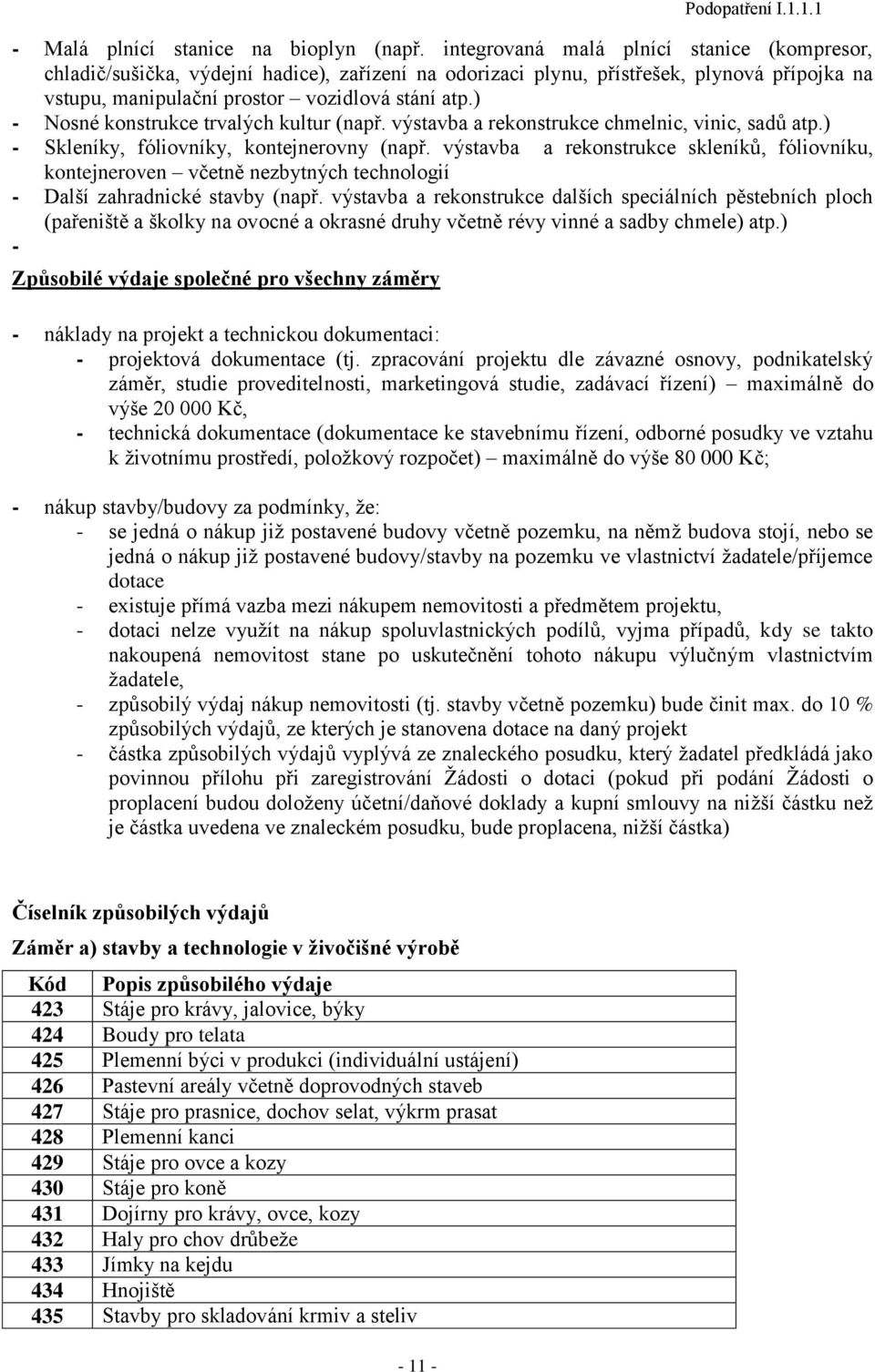 ) - Nosné konstrukce trvalých kultur (např. výstavba a rekonstrukce chmelnic, vinic, sadů atp.) - Skleníky, fóliovníky, kontejnerovny (např.