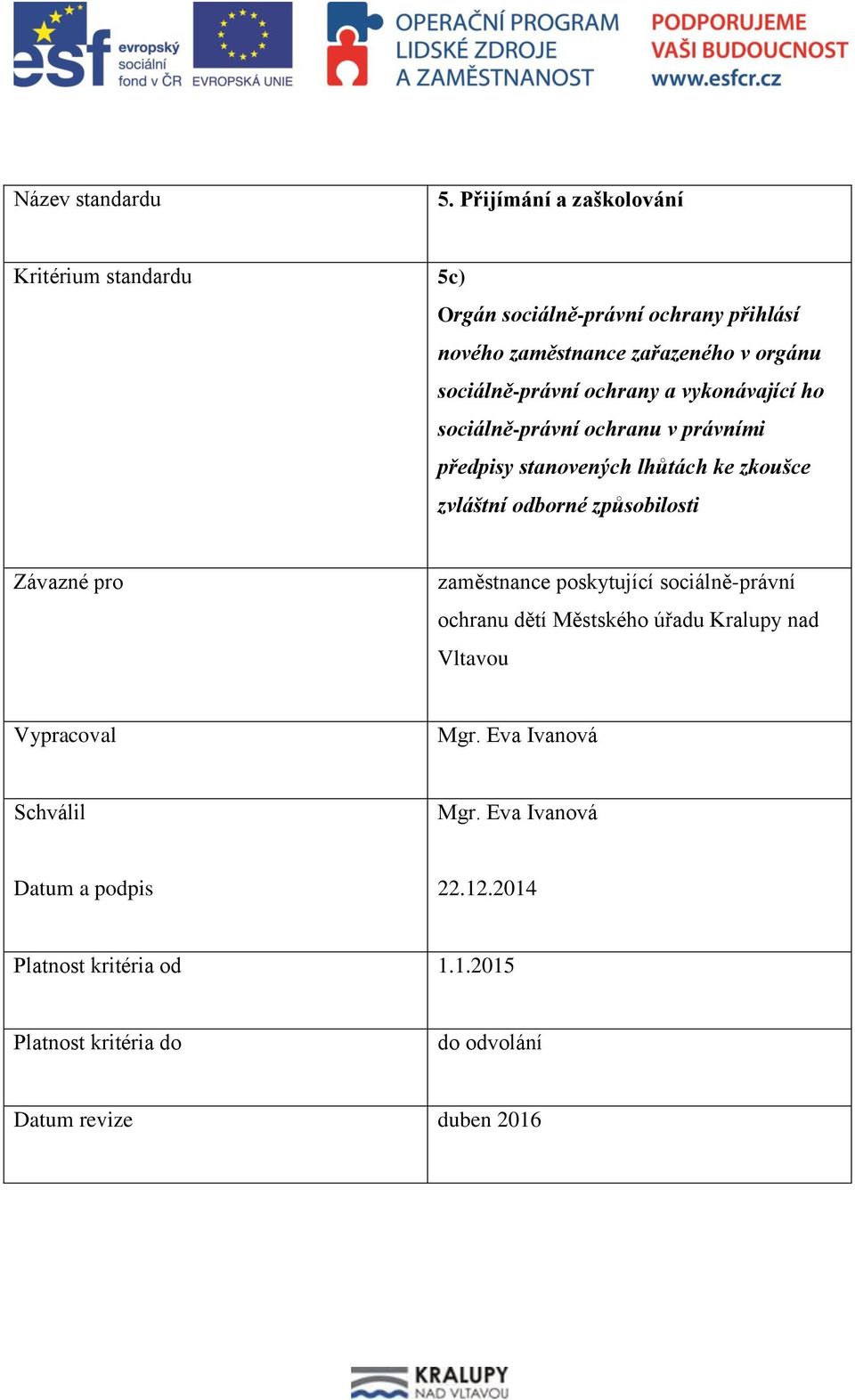 sociálně-právní ochrany a vykonávající ho sociálně-právní ochranu v právními předpisy stanovených lhůtách ke zkoušce zvláštní