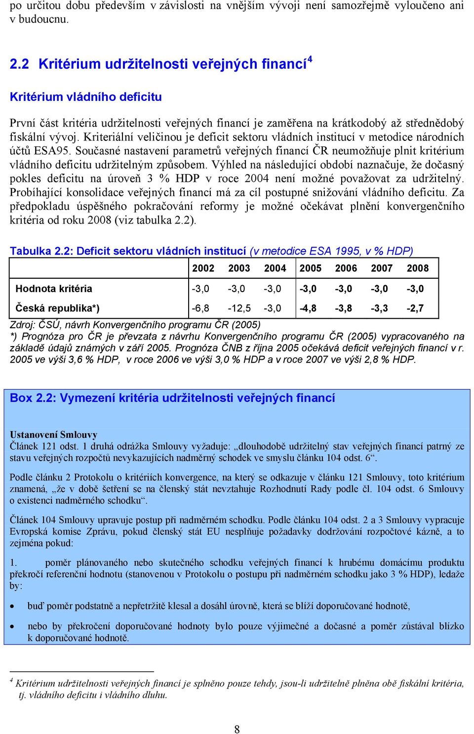 Kriteriální veličinou je deficit sektoru vládních institucí v metodice národních účtů ESA95.