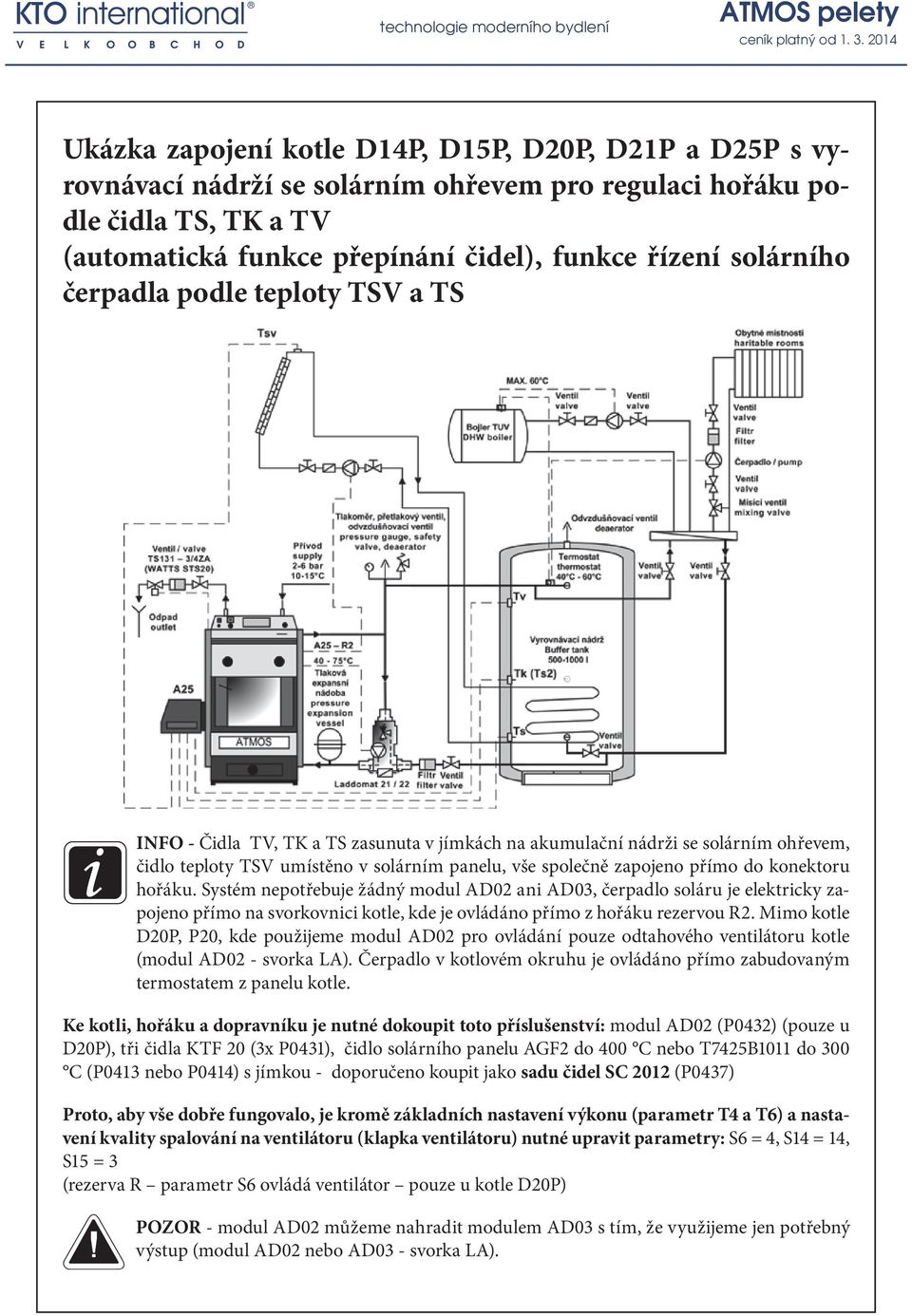 konektoru hořáku. Systém nepotřebuje žádný modul AD02 ani AD03, čerpadlo soláru je elektricky zapojeno přímo na svorkovnici kotle, kde je ovládáno přímo z hořáku rezervou R2.