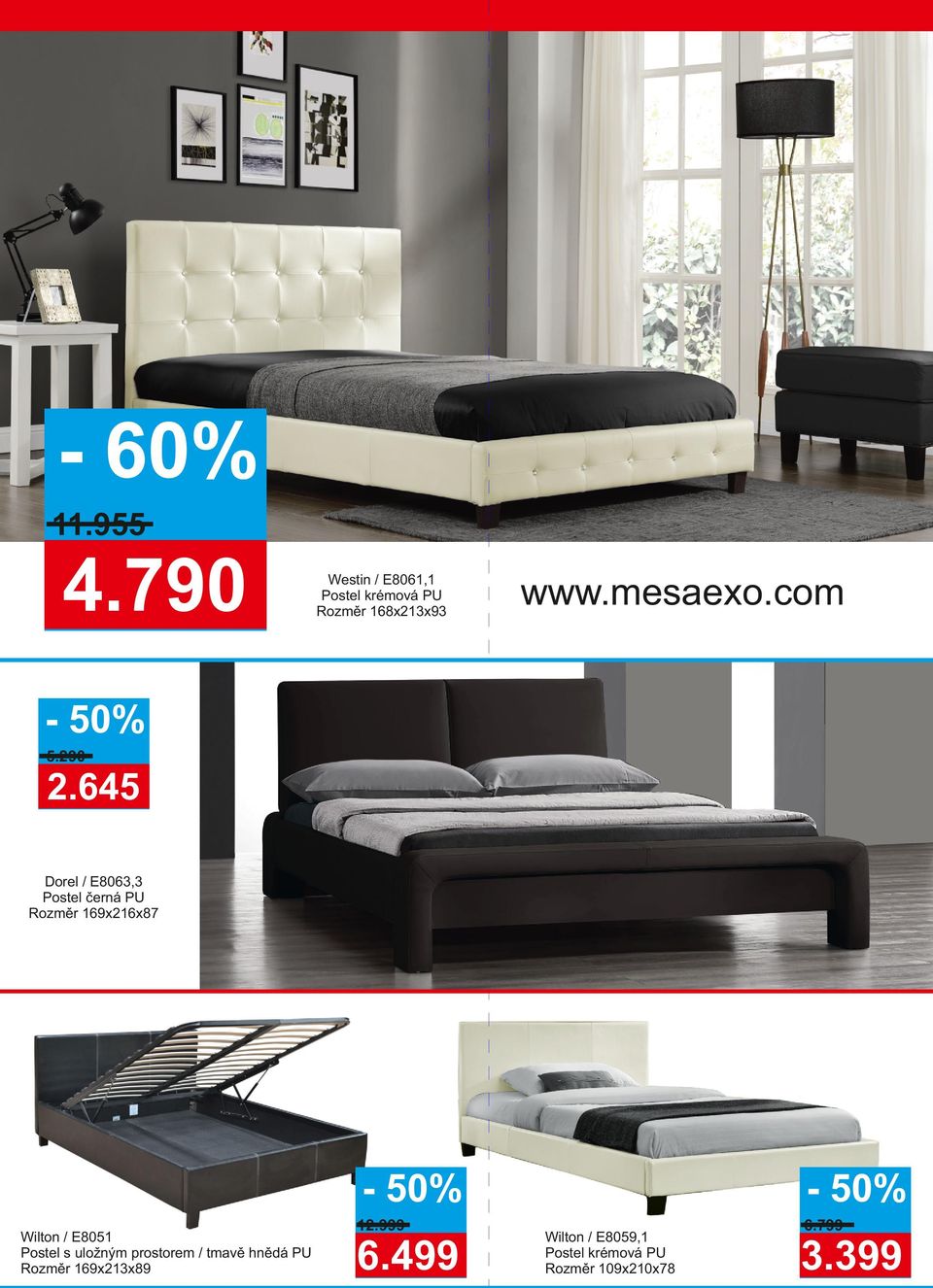 645 Dorel / E8063,3 Postel černá PU Rozměr 169x216x87 Wilton / E8051