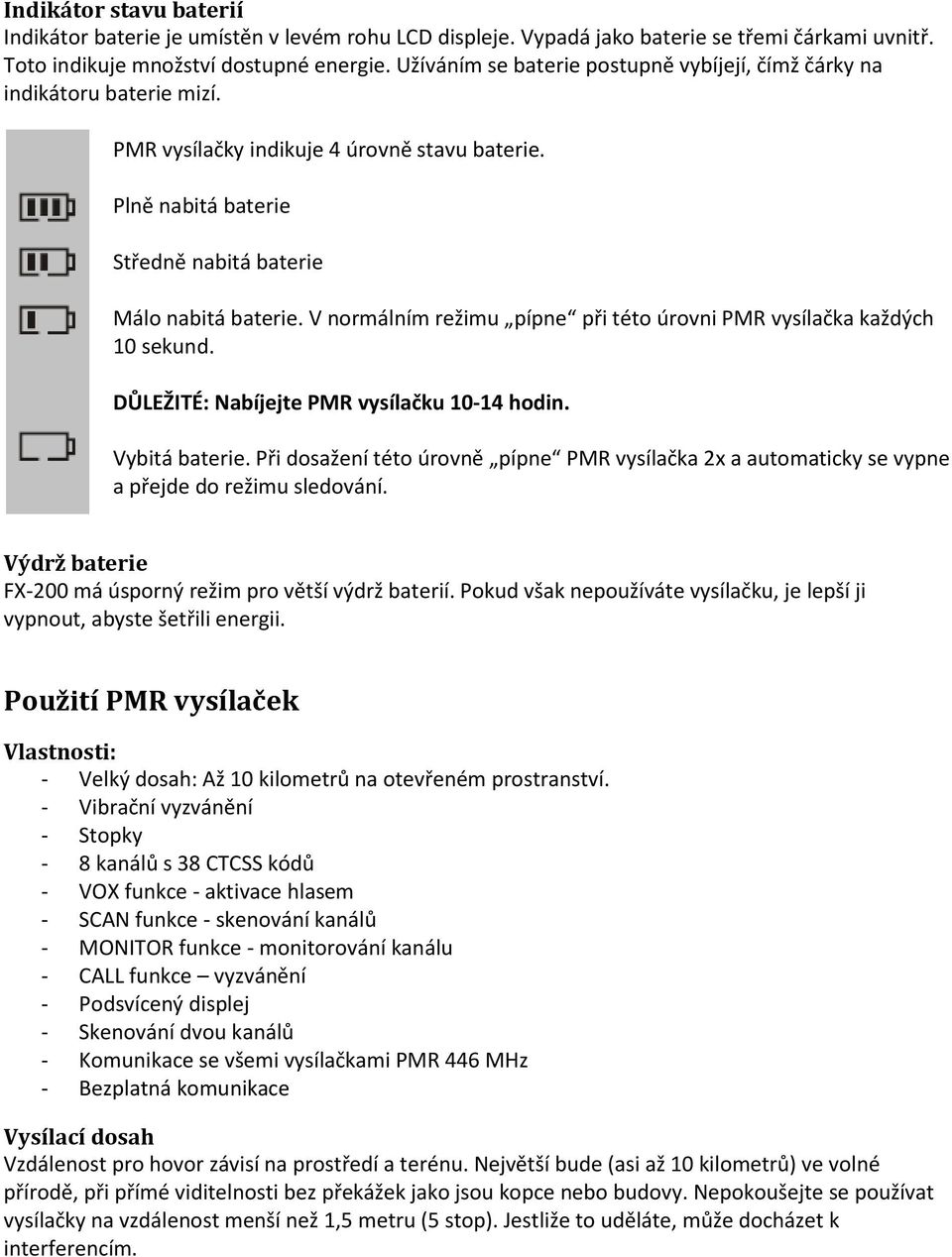 FX-200 TRIO. Souprava PMR (Personal Mobile Radio)vysílaček. Návod k obsluze  Česky - PDF Stažení zdarma