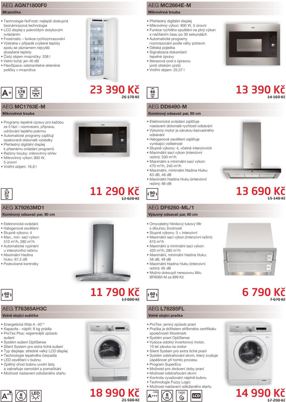 mrazničce Přehledný digitální displej Mikrovlnný výkon: 900 W, 5 úrovní Funkce rychlého spuštění na plný výkon s načítáním času po 30 sekundách Automatické programy rozmrazování podle váhy potravin