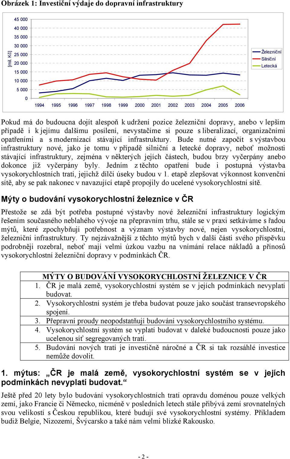 železniční dopravy, anebo v lepším případě i k jejímu dalšímu posílení, nevystačíme si pouze s liberalizací, organizačními opatřeními a s modernizací stávající infrastruktury.
