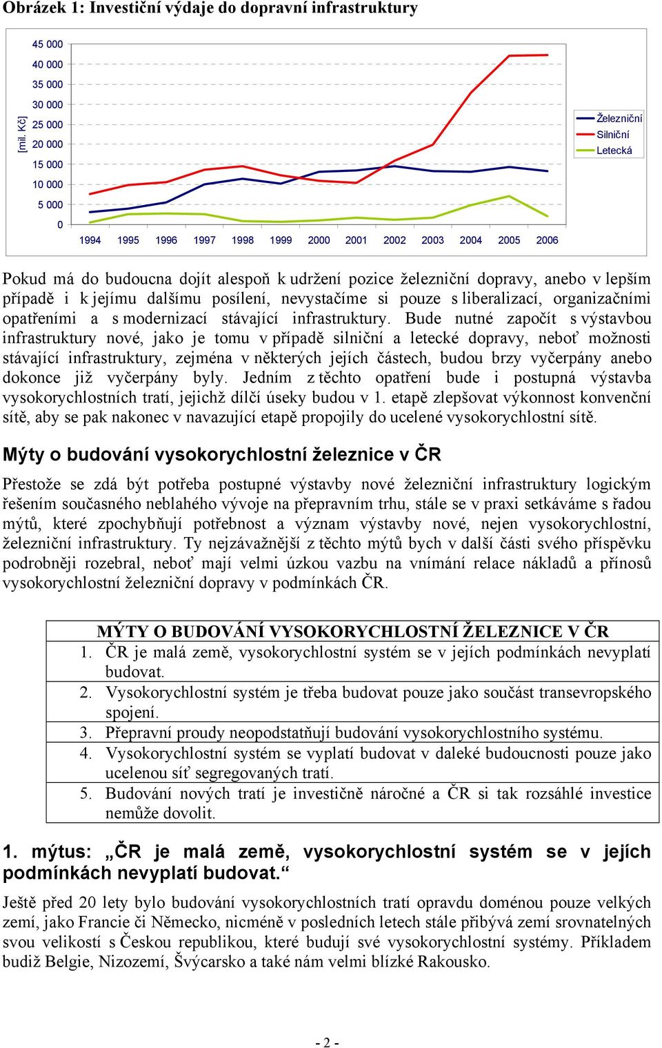 železniční dopravy, anebo v lepším případě i k jejímu dalšímu posílení, nevystačíme si pouze s liberalizací, organizačními opatřeními a s modernizací stávající infrastruktury.