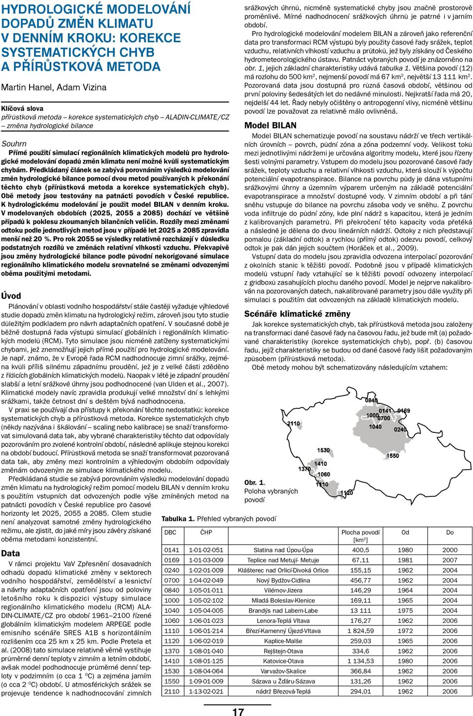 Předkládaný článek se zabývá porovnáním výsledků modelování změn hydrologické bilance pomocí dvou metod používaných k překonání těchto chyb (přírůstková metoda a korekce systematických chyb).