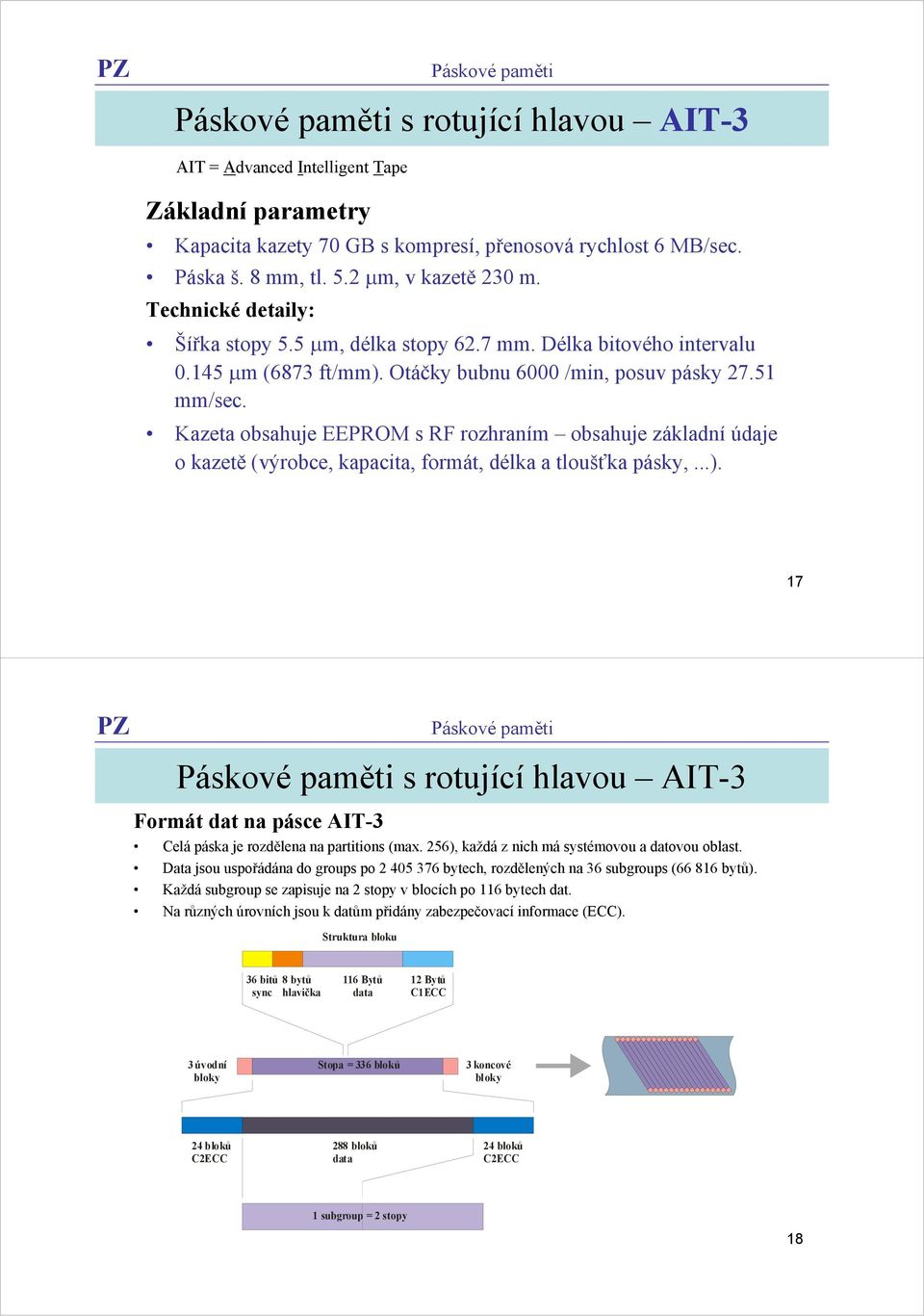Kazeta obsahuje EEPROM s RF rozhraním obsahuje základní údaje o kazetě (výrobce, kapacita, formát, délka a tloušťka pásky,...).
