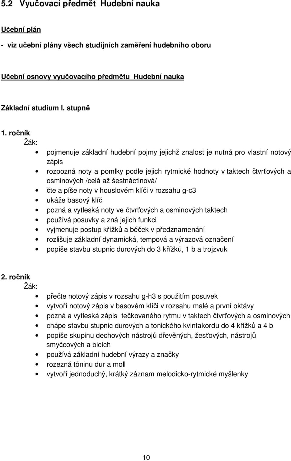 šestnáctinová/ čte a píše noty v houslovém klíči v rozsahu g-c3 ukáže basový klíč pozná a vytleská noty ve čtvrťových a osminových taktech používá posuvky a zná jejich funkci vyjmenuje postup křížků