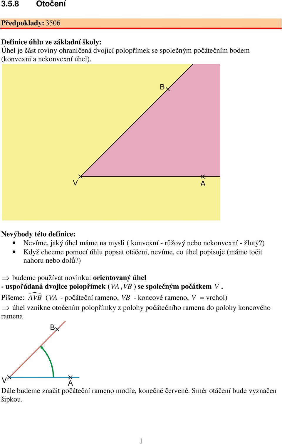 ) Když chceme pomocí úhlu popsat otáčení, nevíme, co úhel popisuje (máme točit nahoru nebo dolů?