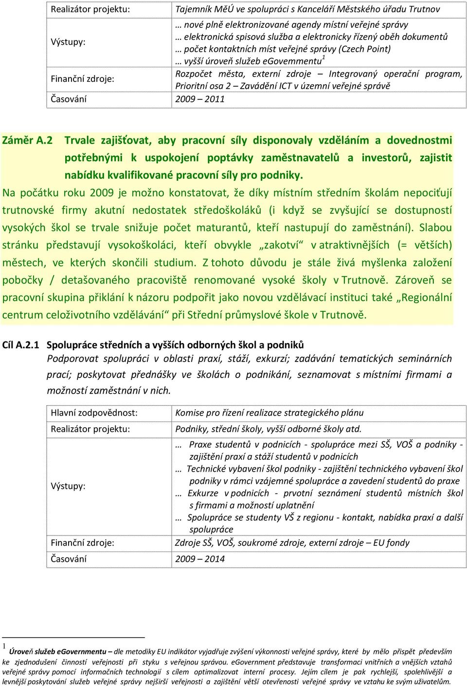 Časování 2009 2011 Záměr A.