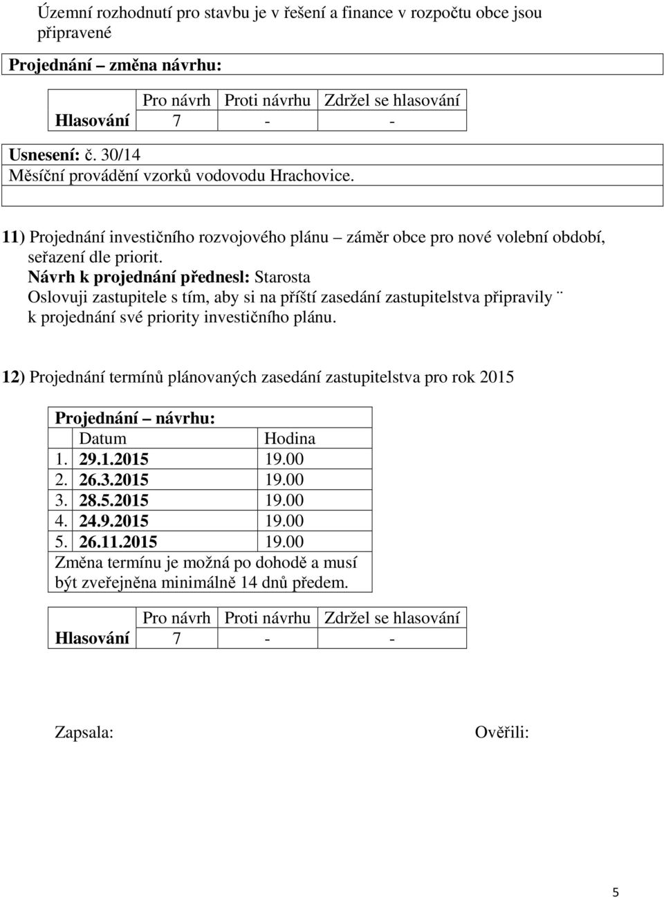 Oslovuji zastupitele s tím, aby si na příští zasedání zastupitelstva připravily k projednání své priority investičního plánu.