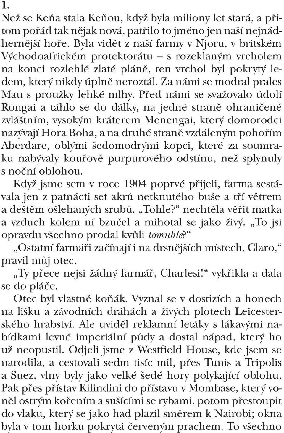Za námi se modral prales Mau s proužky lehké mlhy.
