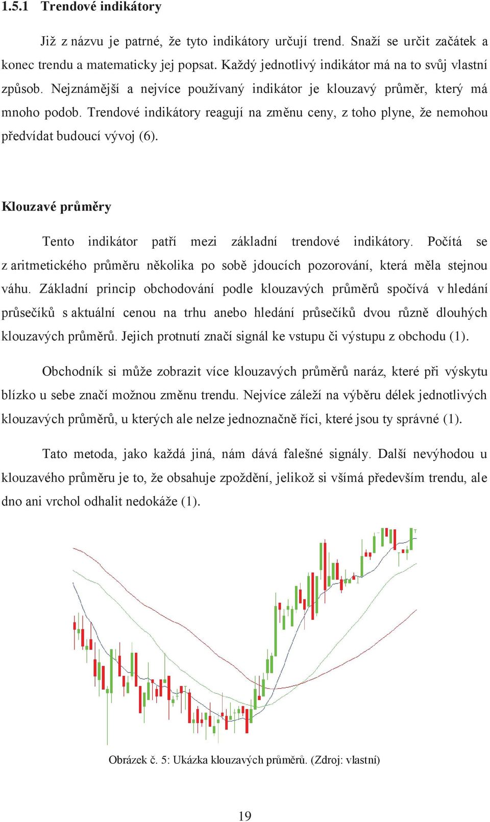 Trendové indikátory reagují na změnu ceny, z toho plyne, že nemohou předvídat budoucí vývoj (6). Klouzavé průměry Tento indikátor patří mezi základní trendové indikátory.