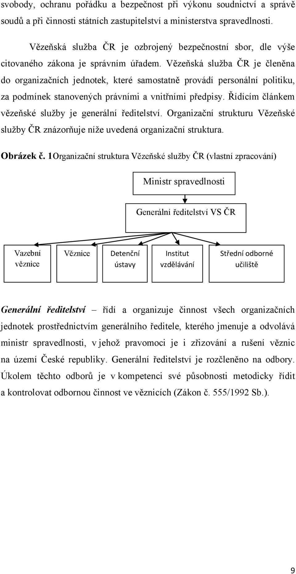Vězeňská sluţba ČR je členěna do organizačních jednotek, které samostatně provádí personální politiku, za podmínek stanovených právními a vnitřními předpisy.