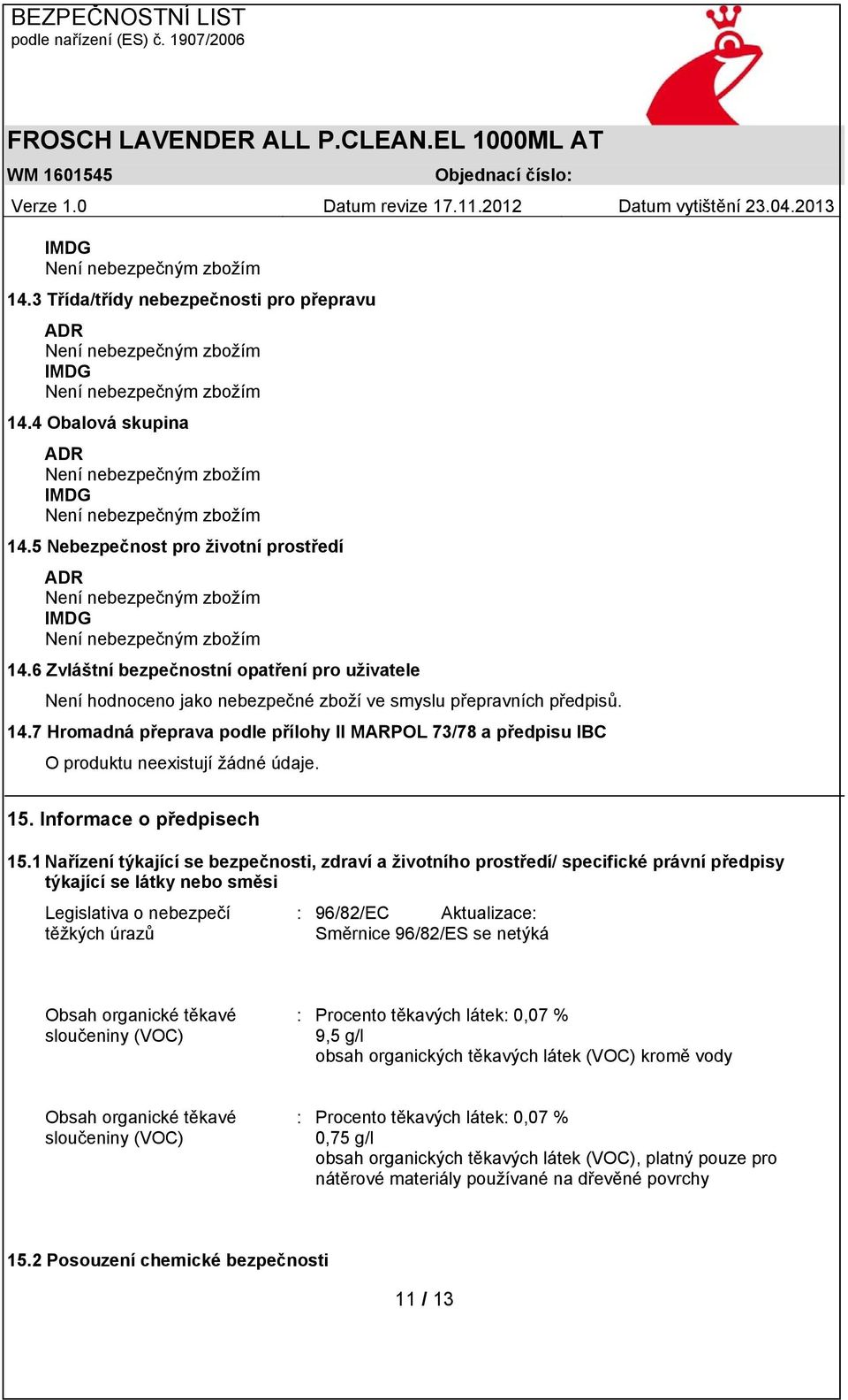 Informace o předpisech 15.