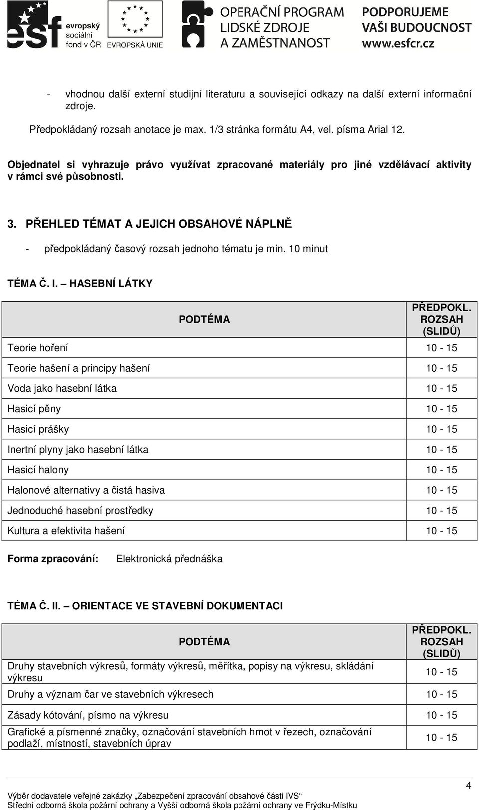 PŘEHLED TÉMAT A JEJICH OBSAHOVÉ NÁPLNĚ - předpokládaný časový rozsah jednoho tématu je min. 10 minut TÉMA Č. I.