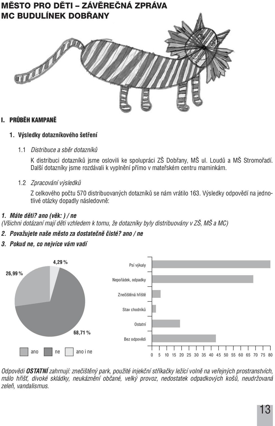 1.2 Zpracování v sledkû Z celkového poãtu 570 distribuovan ch dotazníkû se nám vrátilo 163. V sledky odpovûdí na jednotlivé otázky dopadly následovnû: 1. Máte dûti?