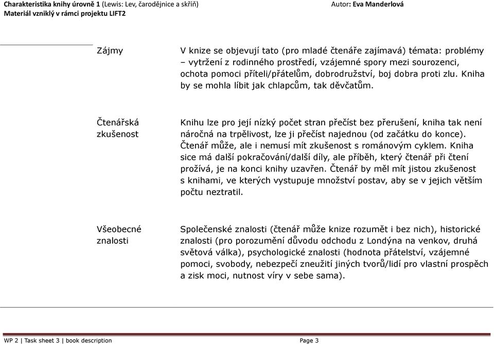 Čtenářská zkušenost Knihu lze pro její nízký počet stran přečíst bez přerušení, kniha tak není náročná na trpělivost, lze ji přečíst najednou (od začátku do konce).