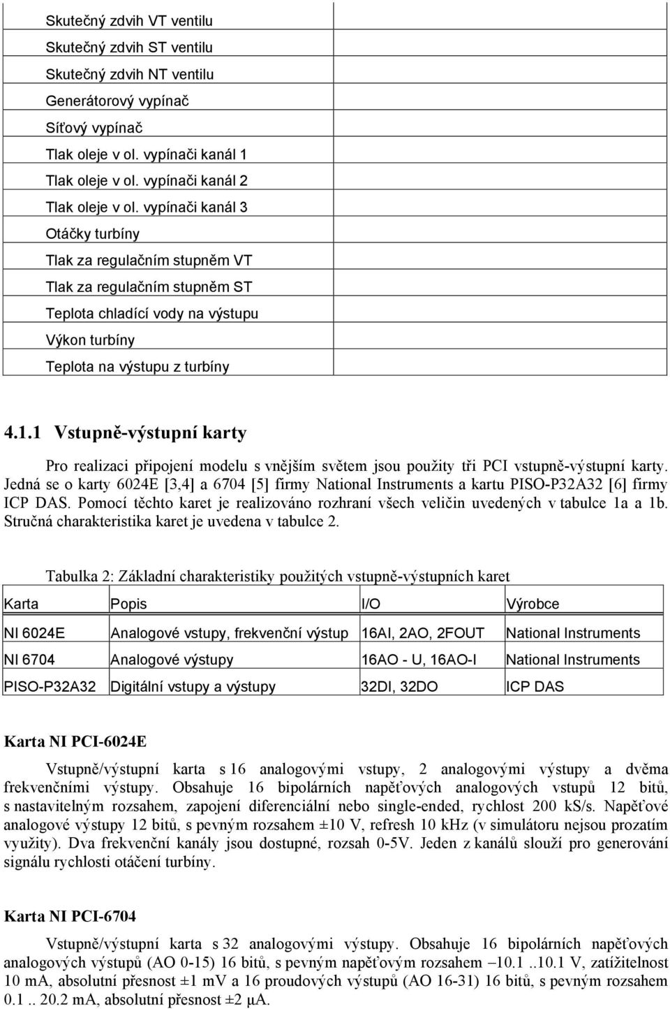 1 Vstupně-výstupní karty Pro realizaci připoení modelu s vněším světem sou použity tři PCI vstupně-výstupní karty.