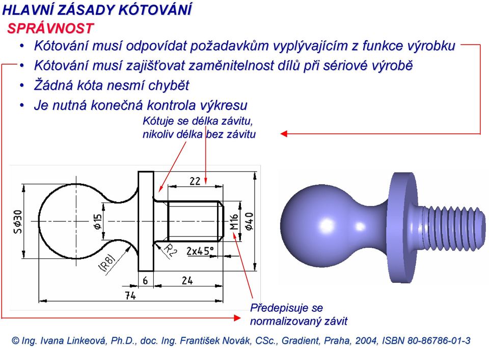 při sériové výrobě Žádná kóta nesmí chybět Je nutná konečná kontrola