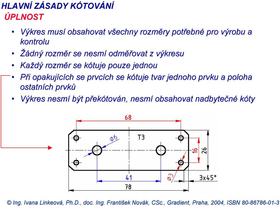 kótuje pouze jednou Při opakujících se prvcích se kótuje tvar jednoho prvku a