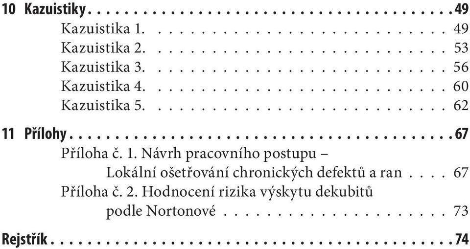 ......................................... 67 Příloha č. 1. Návrh pracovního postupu Lokální ošetřování chronických defektů a ran.