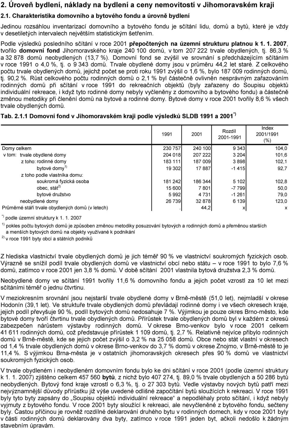 statistickým šetřením. Podle výsledků posledního sčítání v roce 2001 přepočtených na územní strukturu platnou k 1.