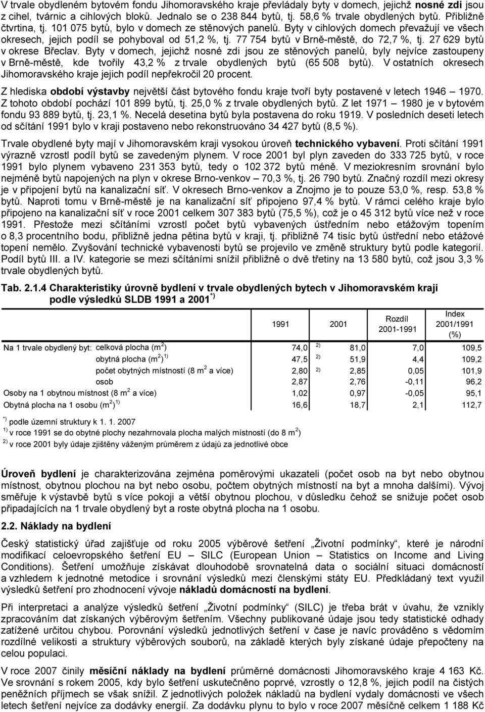 77 754 bytů v Brně-městě, do 72,7 %, tj. 27 629 bytů v okrese Břeclav.