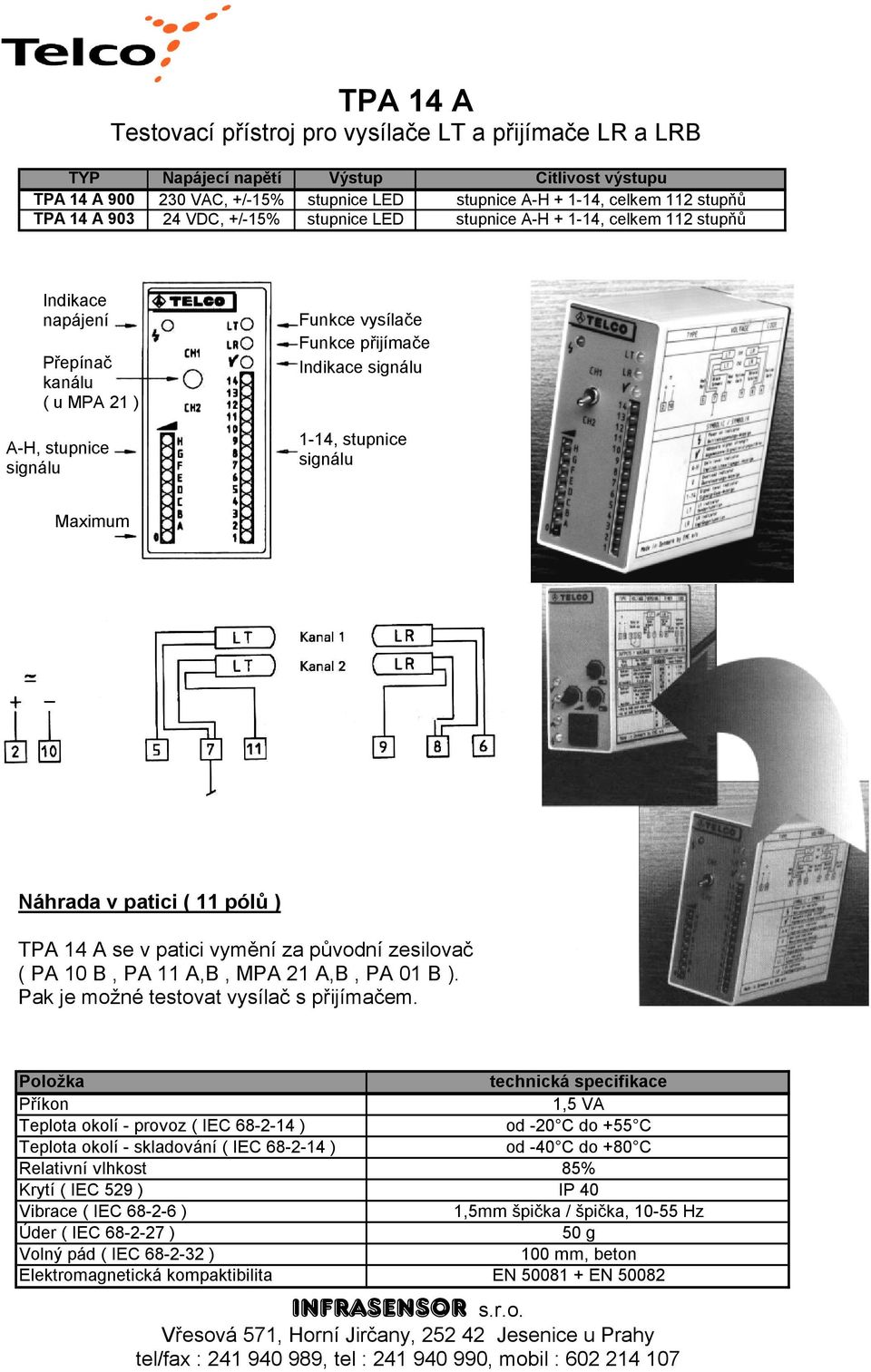 stupnice signálu Maximum Náhrada v patici ( 11 pólů ) TPA 14 A se v patici vymění za původní zesilovač ( PA 10 B, PA 11 A,B, MPA 21 A,B, PA 01 B ). Pak je možné testovat vysílač s přijímačem.