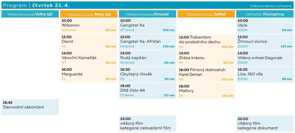 (krimi) David Vánoční Kameňák Marguerite 115 min 88 min 86 min 60 min Gangster Ka (krimi) Gangster Ka: Afričan (krimi) Rudý kapitán (krimi) Obyčejný člověk