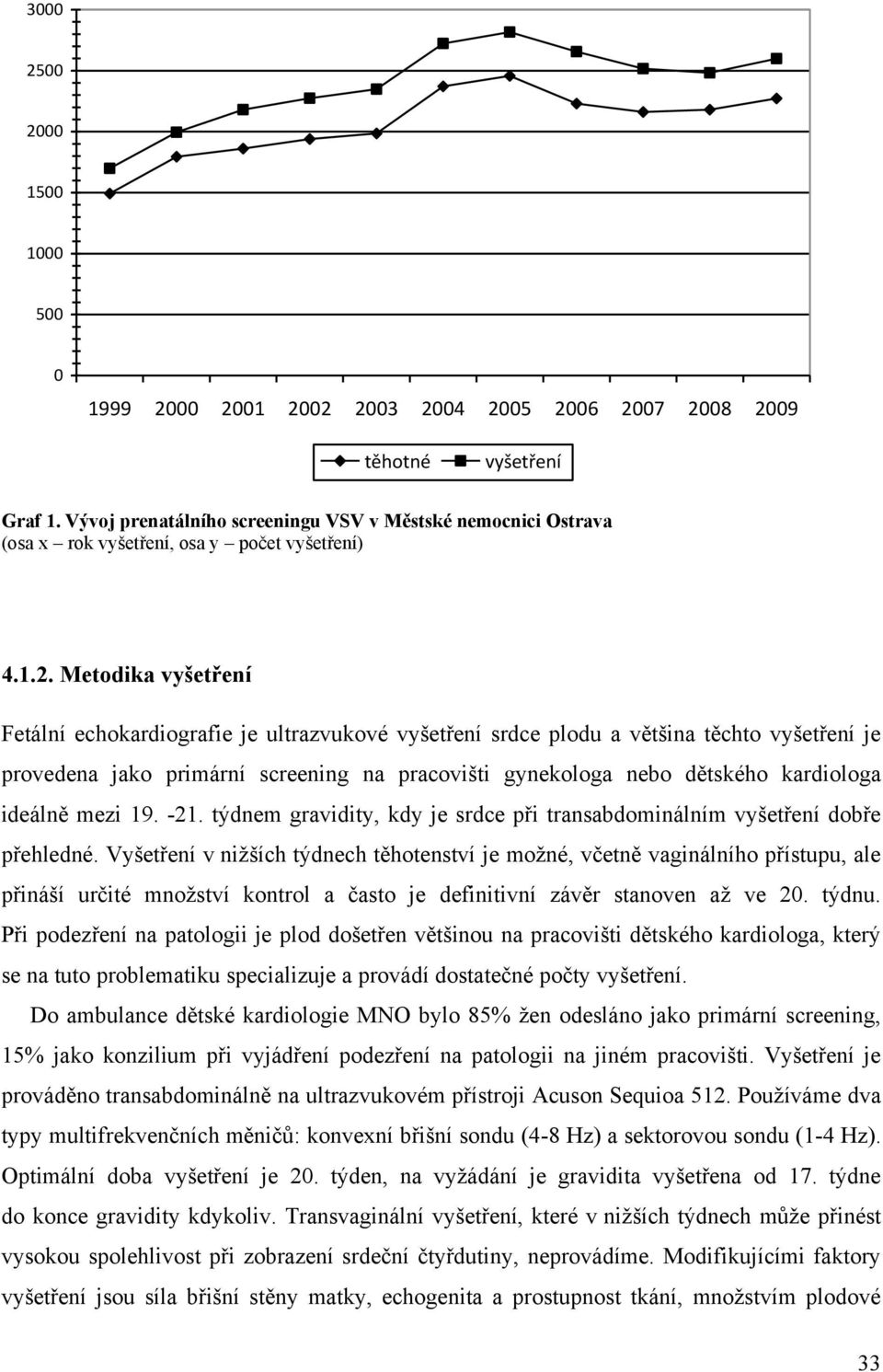 Metodika vyšetření Fetální echokardiografie je ultrazvukové vyšetření srdce plodu a většina těchto vyšetření je provedena jako primární screening na pracovišti gynekologa nebo dětského kardiologa