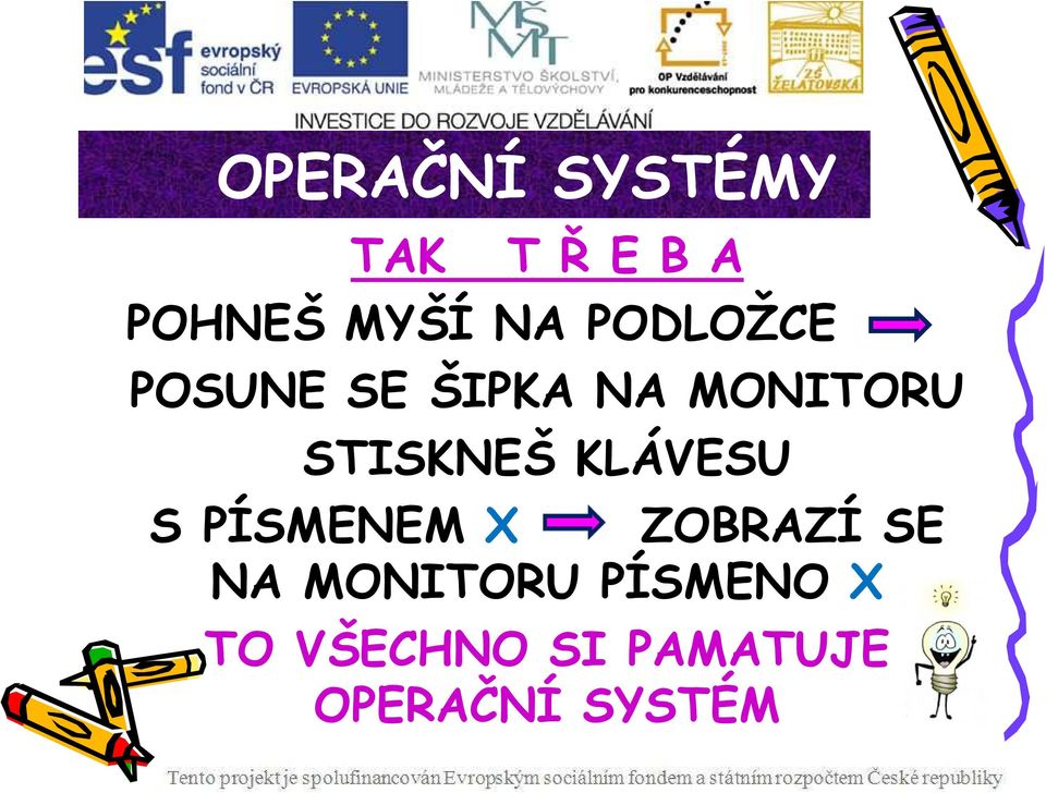 KLÁVESU S PÍSMENEM X ZOBRAZÍ SE NA