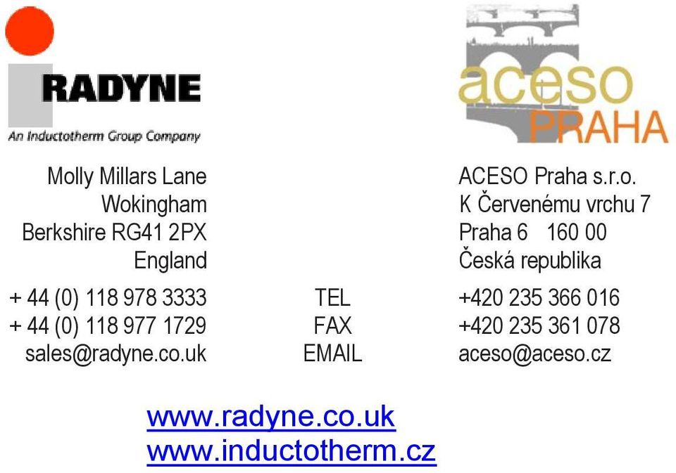 uk TEL FAX EMAIL ACESO Praha s.r.o.