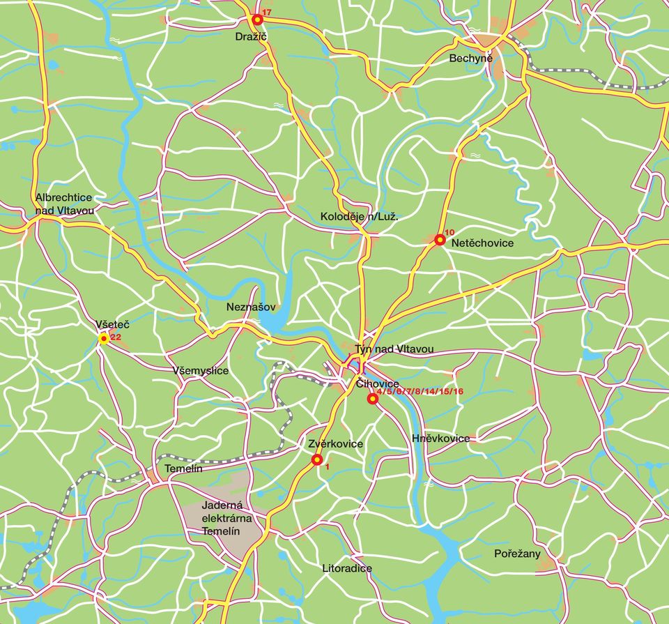 10 Netěchovice Všeteč 22 Všemyslice Neznašov Týn nad Vltavou