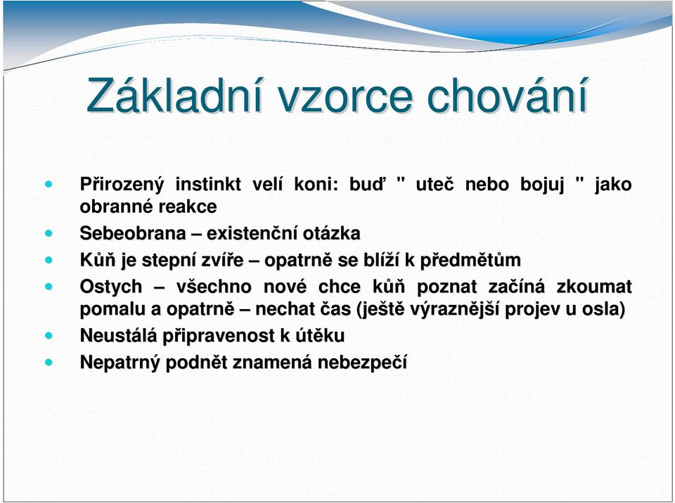 edmětům Ostych všechno nové chce kůňk poznat začíná zkoumat pomalu a opatrně nechat čas