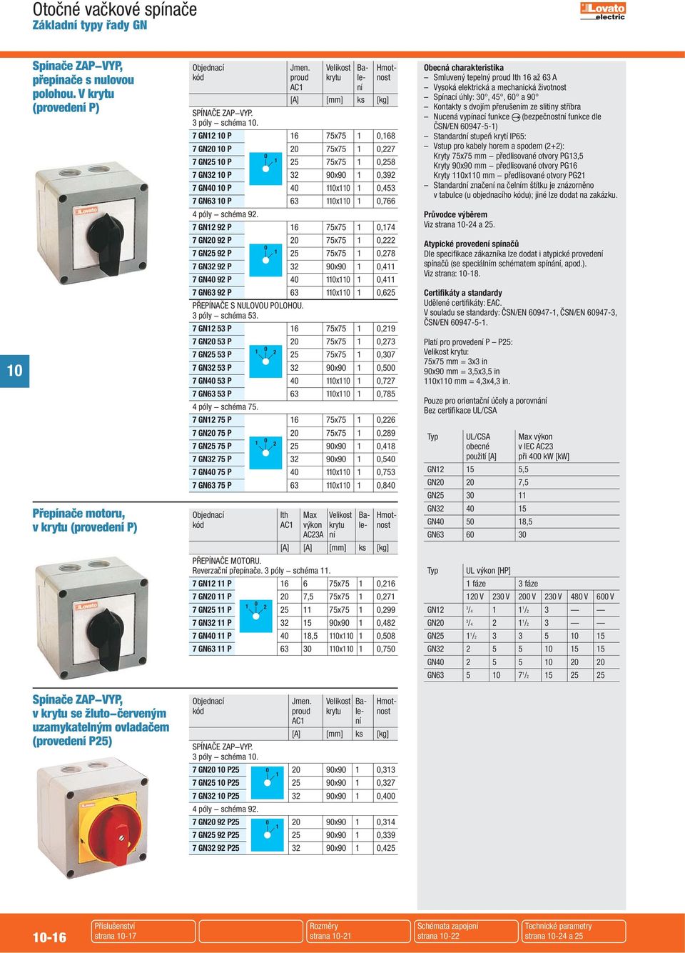 7 GN 9 P 6 75x75,74 7 GN 9 P 75x75, 7 GN5 9 P 5 75x75,78 7 GN3 9 P 3 9x9,4 7 GN4 9 P 4 x,4 7 GN63 9 P 63 x,65 PŘEPÍNČE S NULOVOU POLOHOU. 3 póly schéma 53.