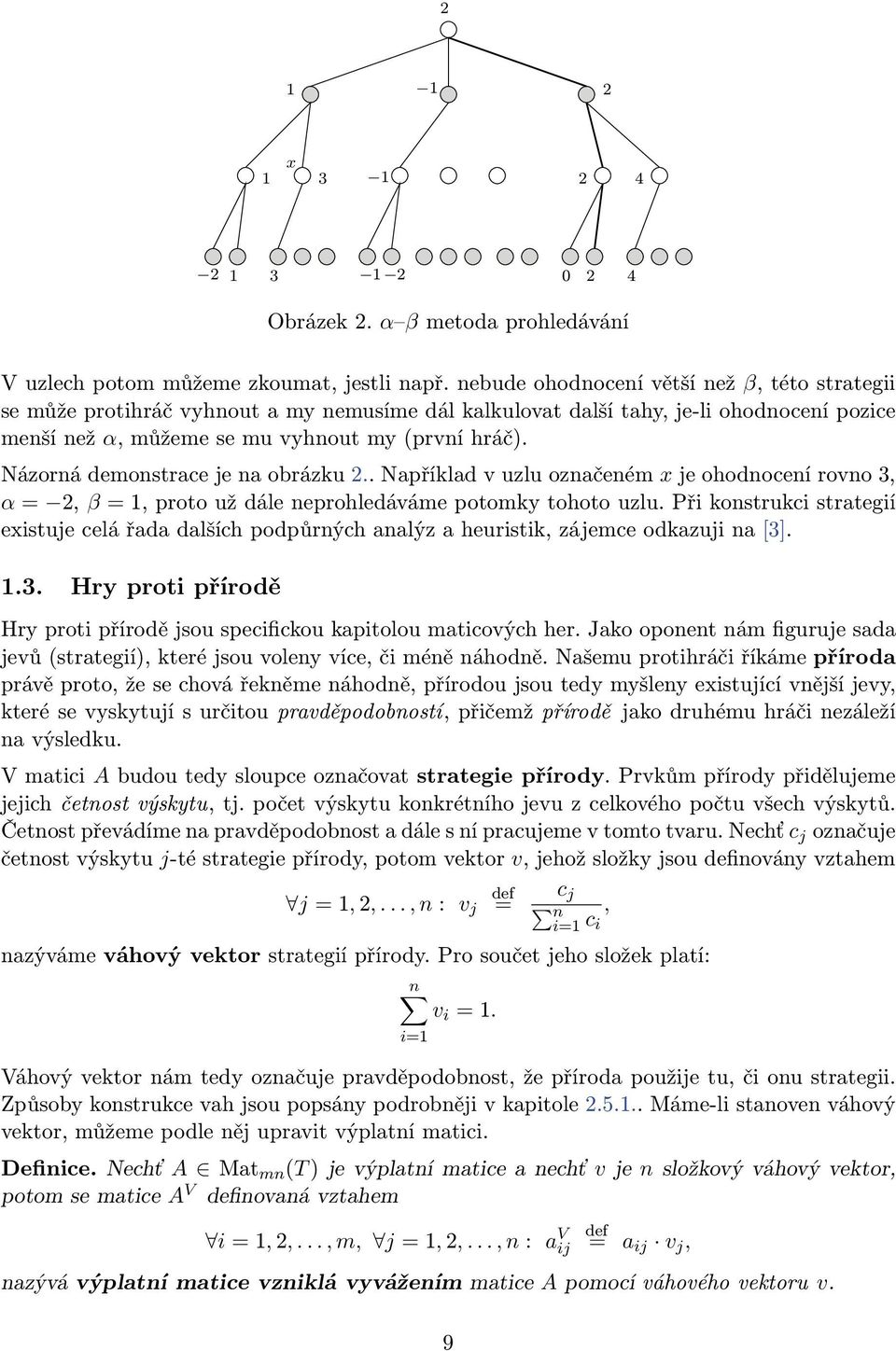 Názorná demonstrace je na obrázku 2.. Například v uzlu označeném x je ohodnocení rovno 3, α = 2, β = 1, proto už dále neprohledáváme potomky tohoto uzlu.