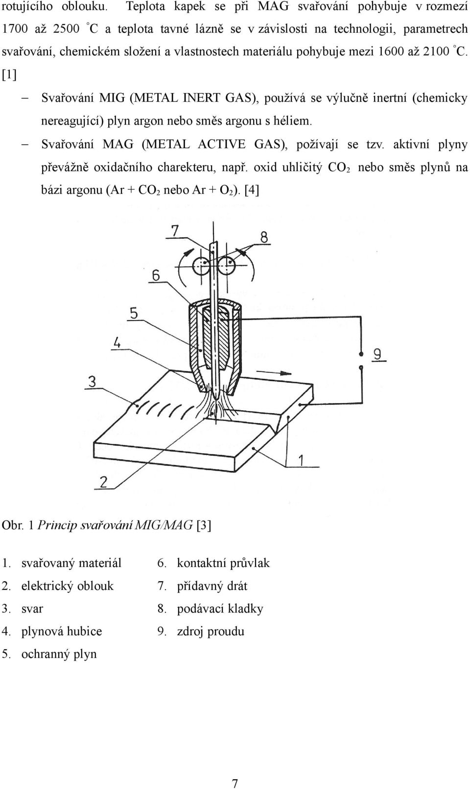 materiálu pohybuje mezi 1600 až 2100 C. [1] Svařování MIG (METAL INERT GAS), používá se výlučně inertní (chemicky nereagující) plyn argon nebo směs argonu s héliem.