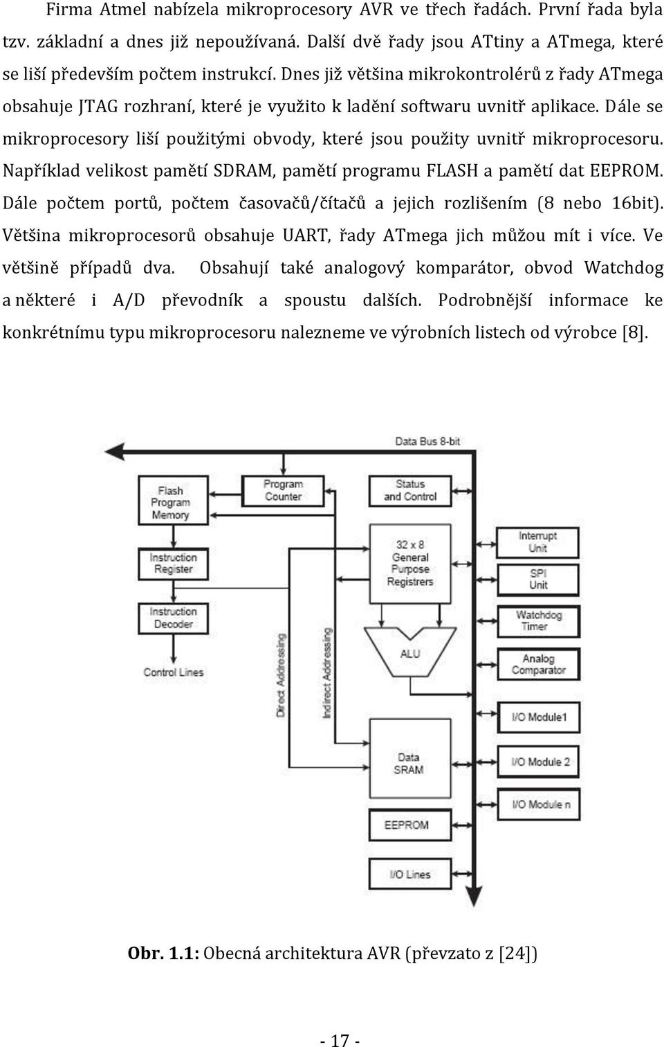 Dále se mikroprocesory liší použitými obvody, které jsou použity uvnitř mikroprocesoru. Například velikost pamětí SDRAM, pamětí programu FLASH a pamětí dat EEPROM.